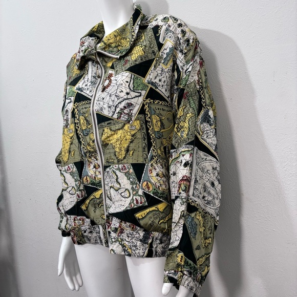 Vintage 100% Silk 80s Geography
Map Windbreaker Sz (L) - Picture 4 of 8